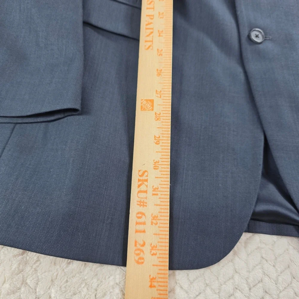 Tommy Hilfiger Worsted Wool 3-Button Navy Blue Blazer Jacket 42L Mens Navy 42L